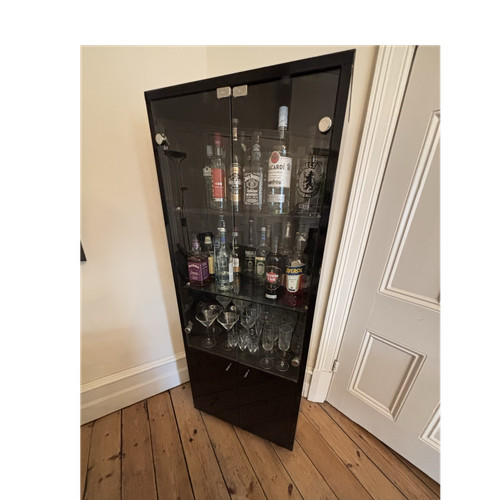 Black glass drinks cabinet - glass, 3